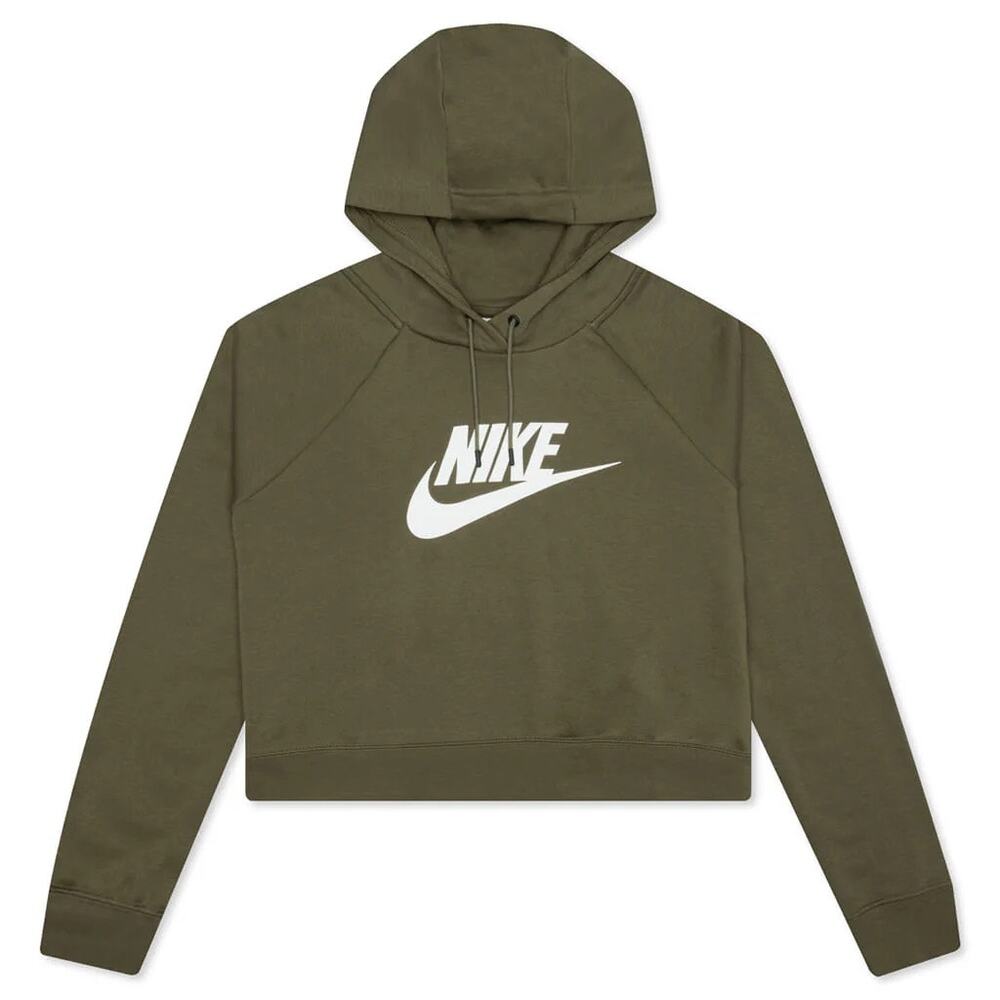 NEW Nike NSW Essential Cropped Hoodie Olive Green XL Women's CJ6327-222 - Picture 5 of 8